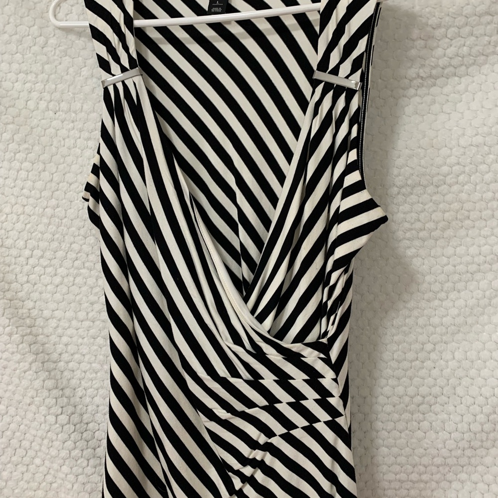 White House Black Market Monochrome Striped Top
